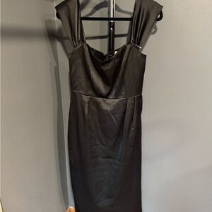 Wayf Black Sheath Dress Sweetheart Neckline Cap Sleeve